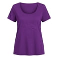 thumbnail image 4 of T Shirts For Women Crew Neck Solid Color Short Sleeve Slim Casual Going Out Tee Loose Summer Tops, 4 of 4