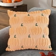 thumbnail image 6 of Halloween Pumpkin Fall Throw Pillow Covers 18x18 Inch Autumn Fur Cushion Covers with 3D Embroidery Soft Plush Pillow Cases for Sofa Couch Living Room Bedroom Farmhouse Thanksgiving Halloween, 6 of 7
