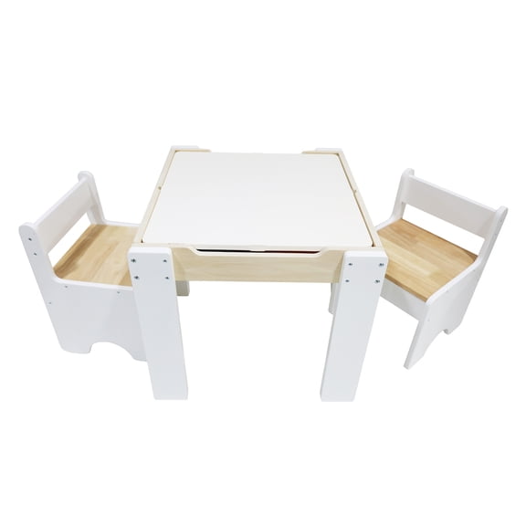 Teamson Kids Multi-Activity Table with Reversible Tabletop & Chairs Set