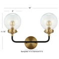 thumbnail image 3 of JONATHAN Y Caleb 18" 2-Light Contemporary Transitional Iron/Glass LED Vanity Light, Brass Gold/Black, 3 of 7