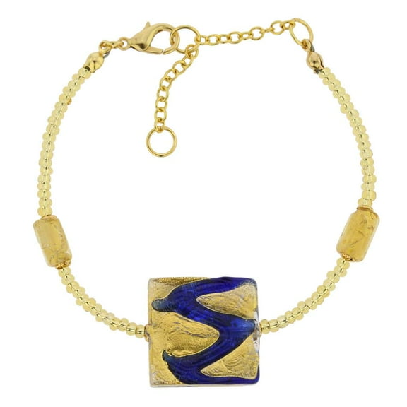 GlassOfVenice Murano Glass Royal Blue Square Bracelet