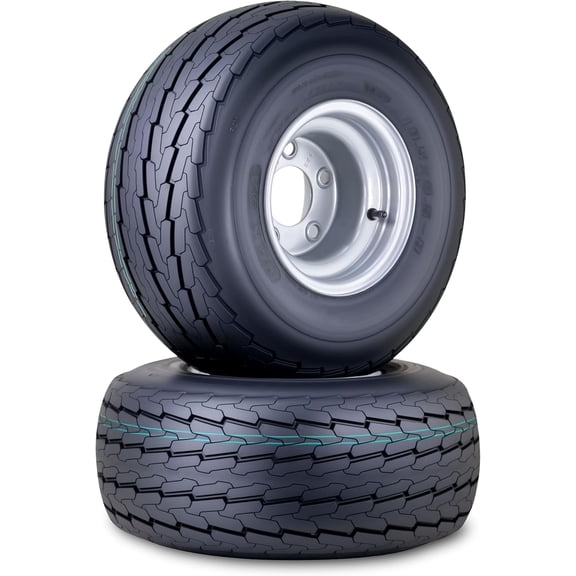 WANDA Trailer Tire Wheel Assembly 18.5x8.5-8 8-Ply D 83L w/ 5 Lugs on 4.5" PCD Silver Rim Installed ,SET 2