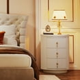 thumbnail image 2 of Tribesigns Fully-Assembled Nightstand with 3 Drawers, Modern White End Table with Gold Handles, Round Bedside Table Night Stand for Bedroom, 2 of 8