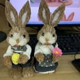 thumbnail image 6 of geerera 2-Pack Standing Woven Easter Bunny Figurines,9 Inch Decorative Sisal Rabbit Statues for Office Kitchen Farmhouse Spring Home Decor, 6 of 6