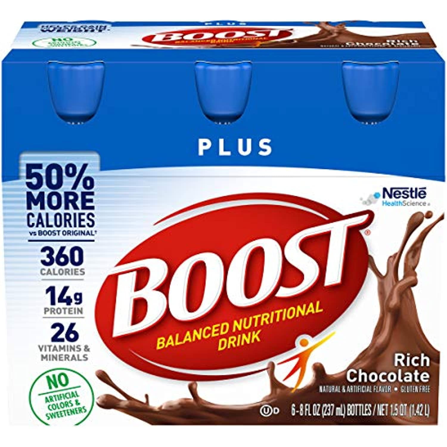 Boost Plus Balanced Nutritional Drink, Rich Chocolate, 6-8 Fl Oz Bottles/Pack (Pack Of 1)