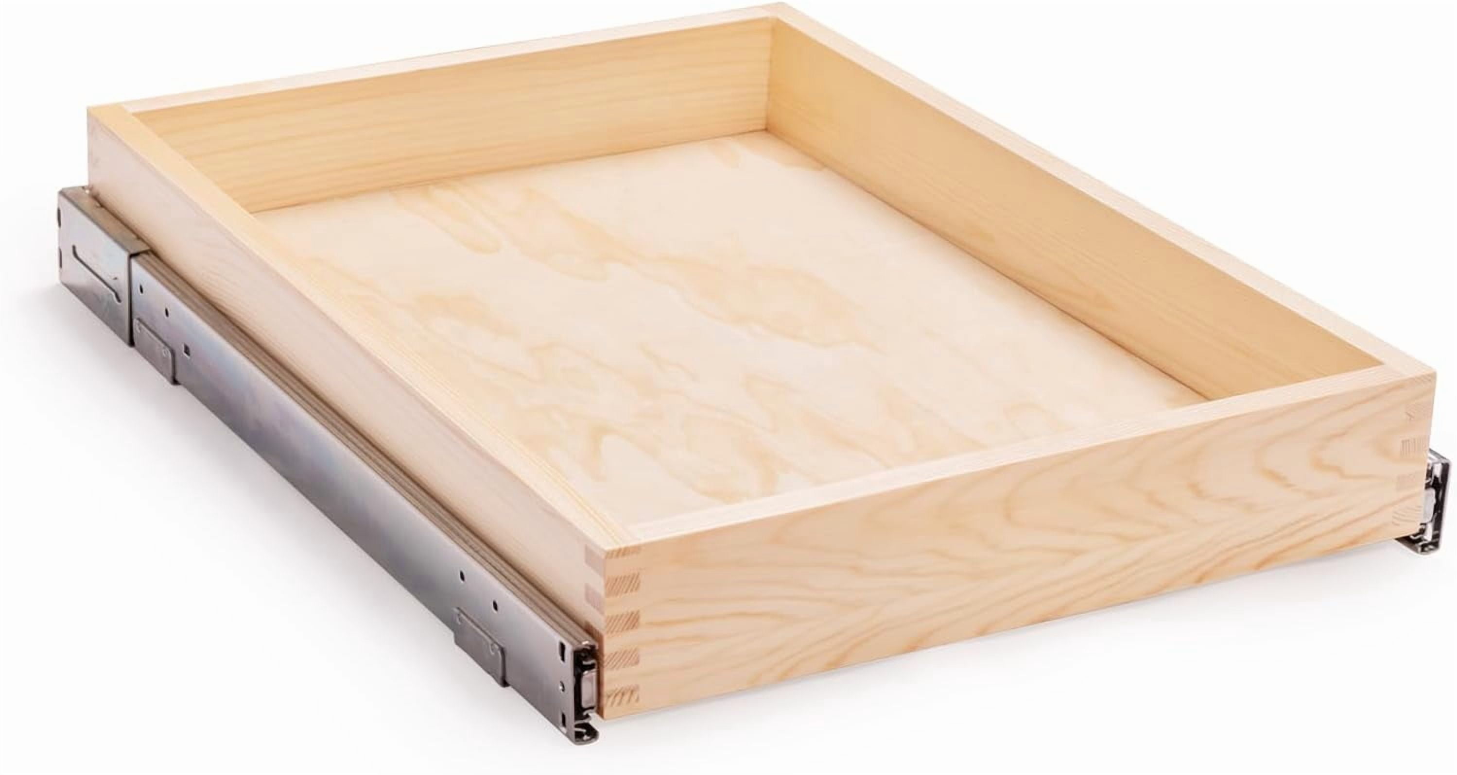 Pull Out Cabinet Drawer, 11”W x 21”D Soft Close Slide Out Wood Drawer Organizer for Kitchen, Finished, Bottom Assembly (Wood Drawer Part is Width 10'')
