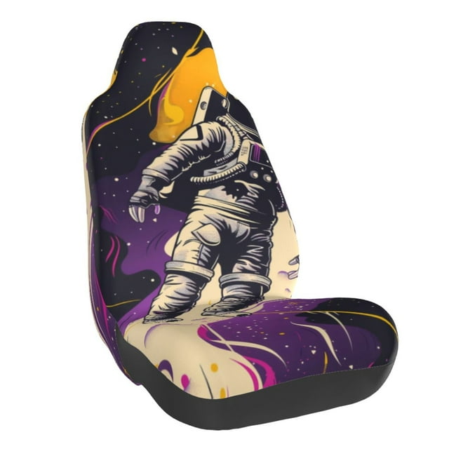 Wukai Astronaut Floating purple Space Full Set Car Seat Covers with Soft Padding Universal Auto Front Seats Protector and Cushion Mat