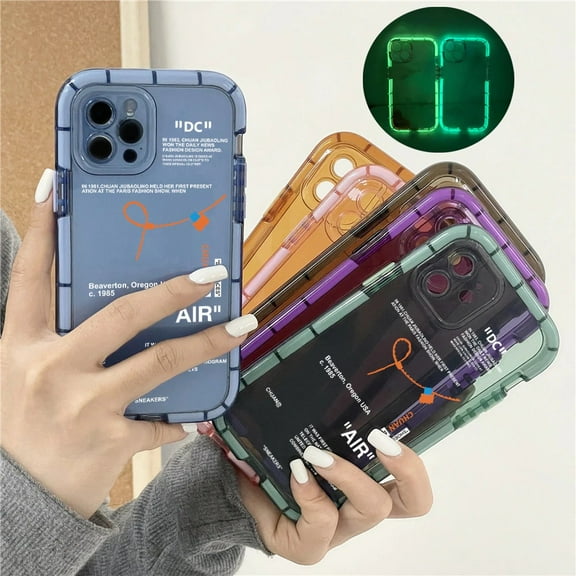 Luminous Hot Off Sports Brand White Label Phone Case For IPhone14 13 12 11 Pro XS Max XR XS Clear Soft Silicone Case-Blue-for iPhone 14 PROMAX