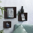 thumbnail image 6 of Melannco Set of 3 Square Wood Shelves in Espresso Brown, 6 of 8