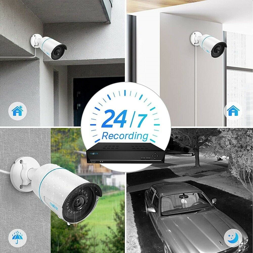 Reolink 8 Channels 5MP Outdoor POE Security Camera System, 4pcs Smart Person/Vehicle Detection 5MP Cameras, 8MP NVR with 2TB HDD, 24/7 Record, RLK8-510B4-A