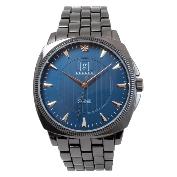 George Men's 41mm Gunmetal Tone Genuine Diamond Bracelet Watch