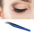 thumbnail image 4 of M Buder Eyelash Extension Tweezers Stainless Steel Ergonomic Curved Dolphin Tip for Volume Individual False Lashes and Nail Art, Blue Titanium (5.51 inches / 14 cm), 4 of 9