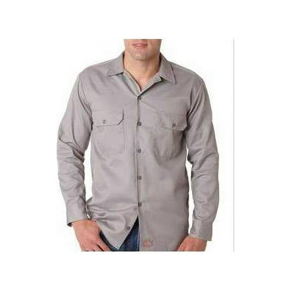 Dickies Adult Long-Sleeve Blend Work Shirt, Silver XX-Large