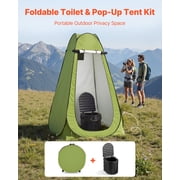 VEVOR Portable Camping Toilet, 330 lbs Load Capacity, Folding Camping Toilet with Pop-Up Privacy Tent