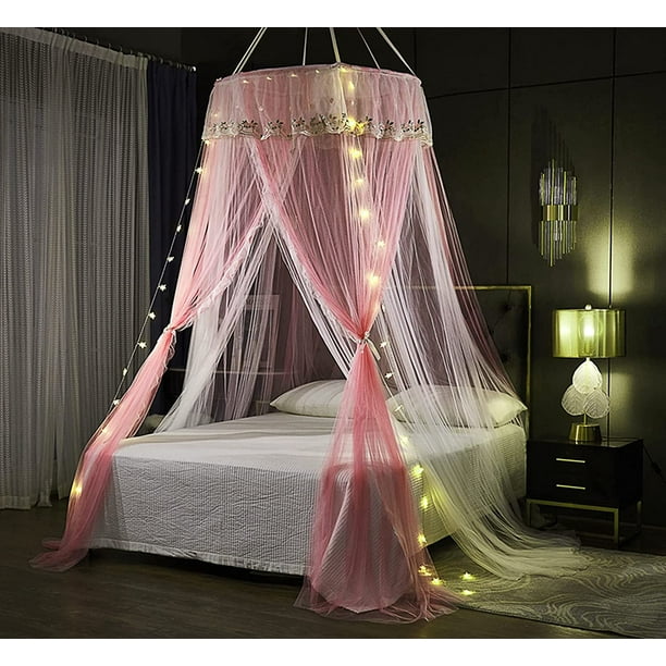 Double bed 2024 canopy with lights