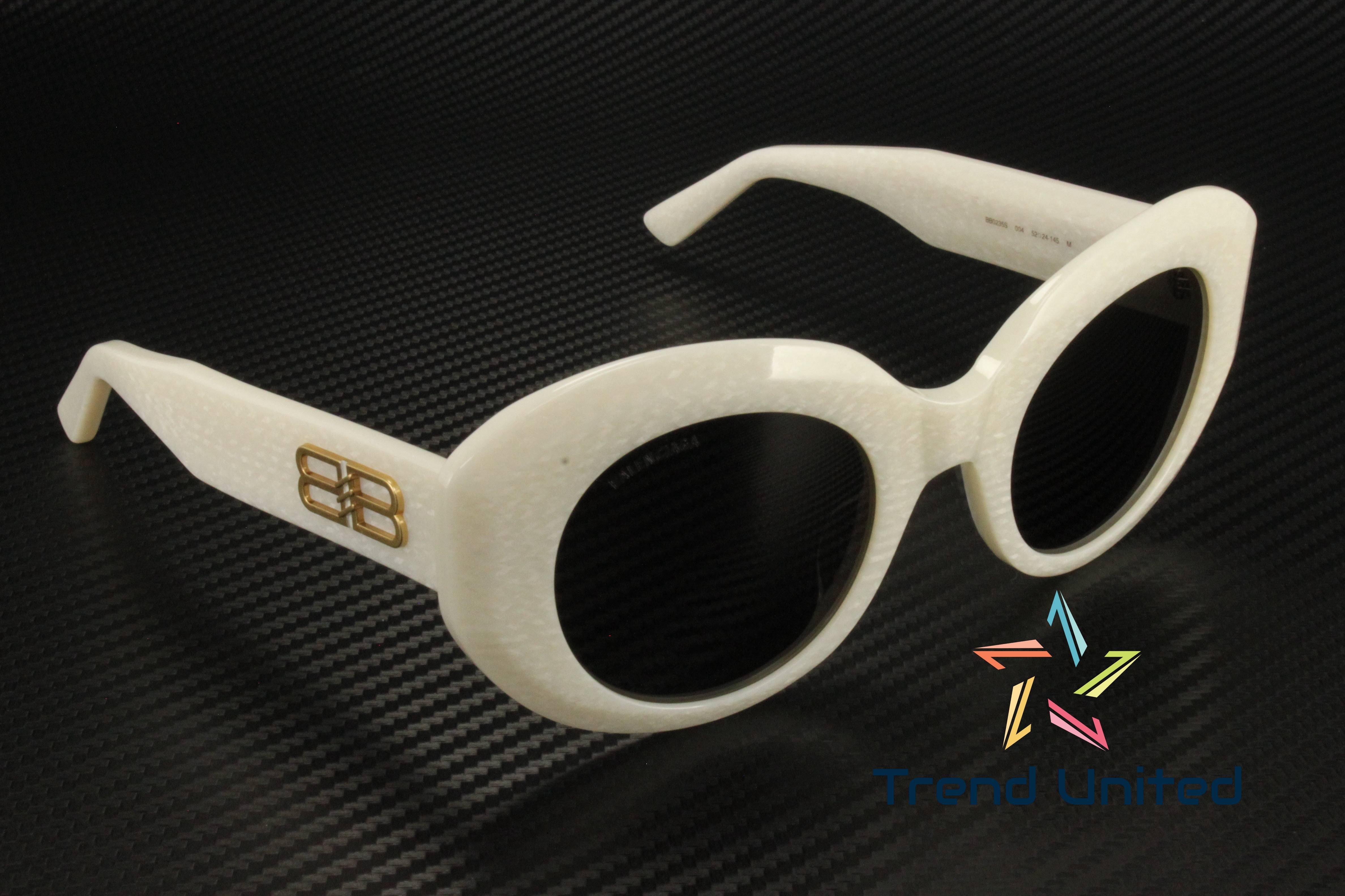Balenciaga BB0229S 004 Unisex Sunglasses White Oval Frame, Grey Lenses Balenciaga® BB0229S Wrap Sunglasses - EuroOptica main image 2