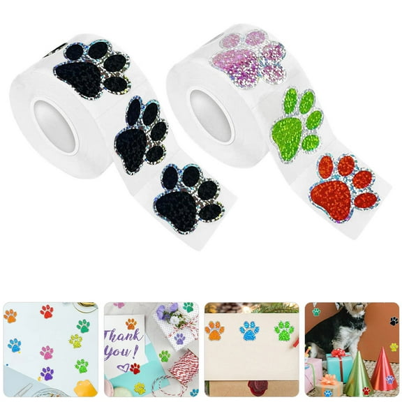 OUNONA 2 Rolls of Dogs Paw Print Sticker Wall Sticker Paw Bathtub Decal Dog Footprint Wall Art Decoration