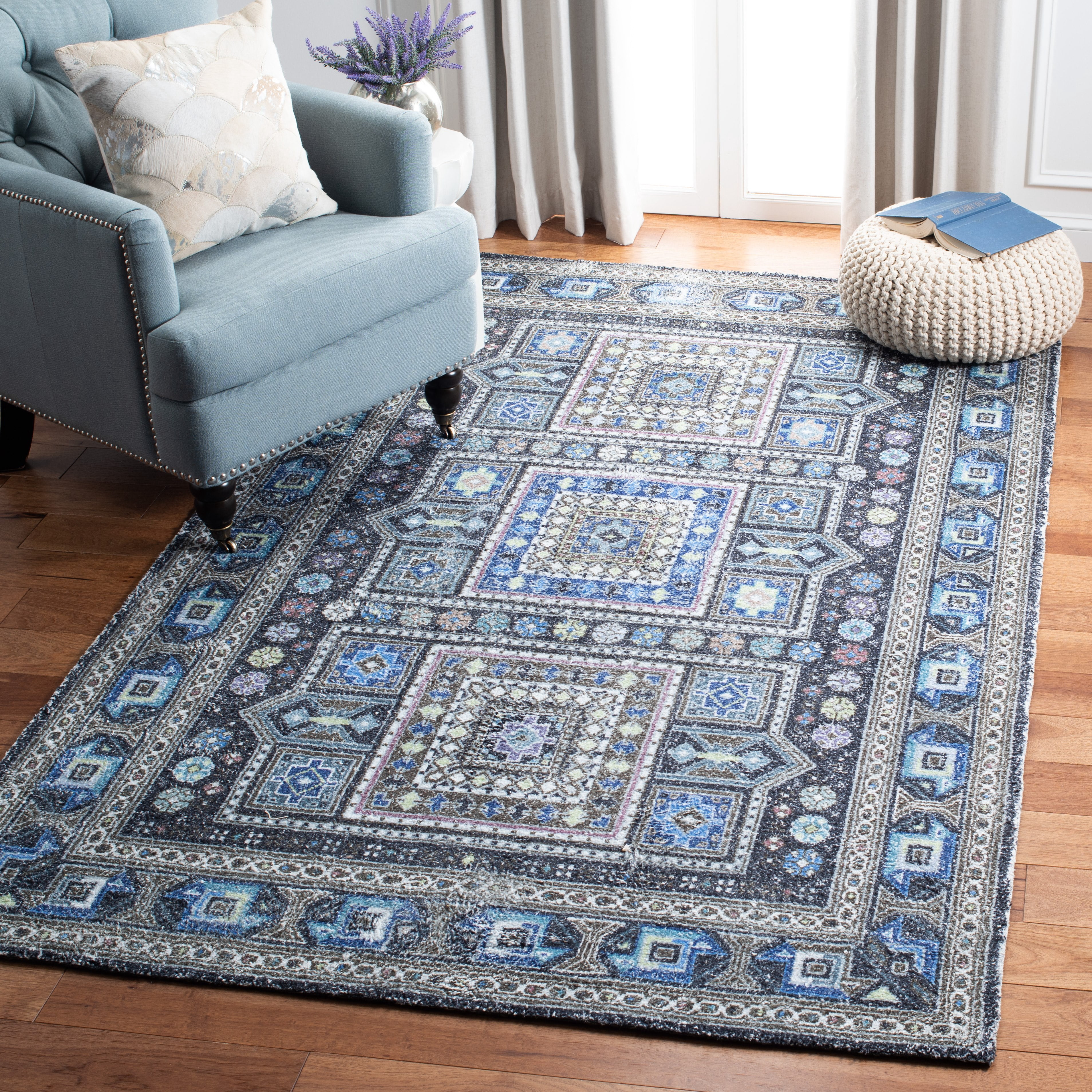 SAFAVIEH Classic Vintage Brooklyn Medallion Area Rug, Sage/Blue, 9' x 12'