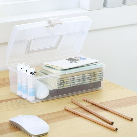 Dream Lifestyle Clear Multipurpose Storage Box, Portable Storage Container Box with Handle and Latch Lock, Plastic Sewing Box Tool Box First Aid Kit and Supplies Organizer Case