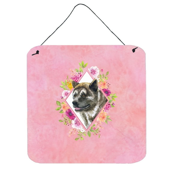 Akita Pink Flowers Wall or Door Hanging Prints
