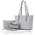 thumbnail image 1 of Set de bolsos y carteras Qiyuer para mujer Work en piel sintética gris, 1 of 9