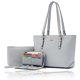 thumbnail image 1 of Set de bolsos y carteras Qiyuer para mujer Work en piel sintética gris, 1 of 9
