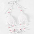 thumbnail image 6 of WREESH Womens Bikini Set with Sarong Bathing Suit Beach Cover Up Wrap Skirt Three-Piece Suit Bandage Solid Bikini Push-Up Padded Swimsuit Beachwear Set White, 6 of 7