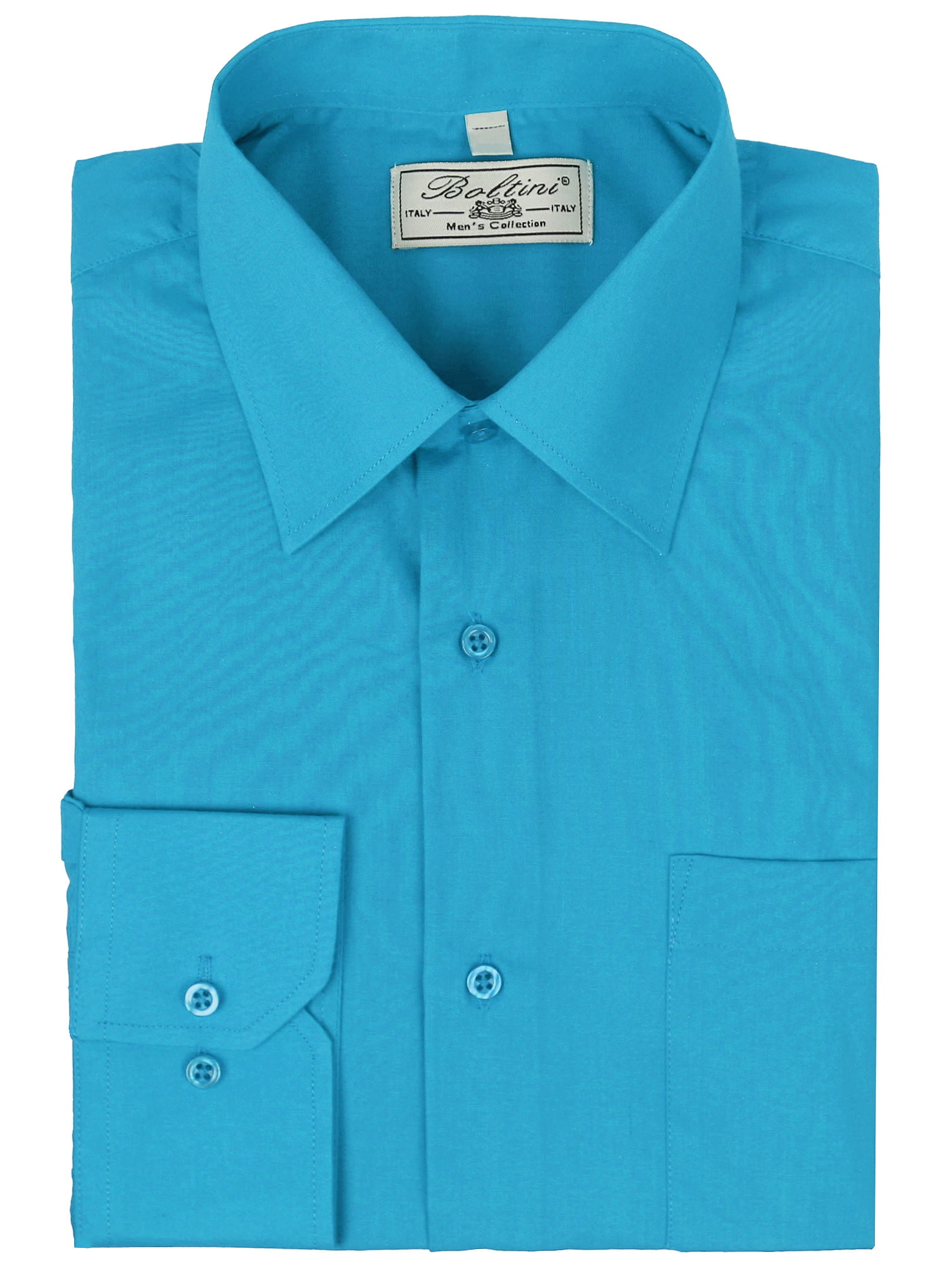 Men'S Classic Solid Long Sleeve Barrel Cuff Dress Shirt (Turquoise, Xl  34/35) - Walmart.Com