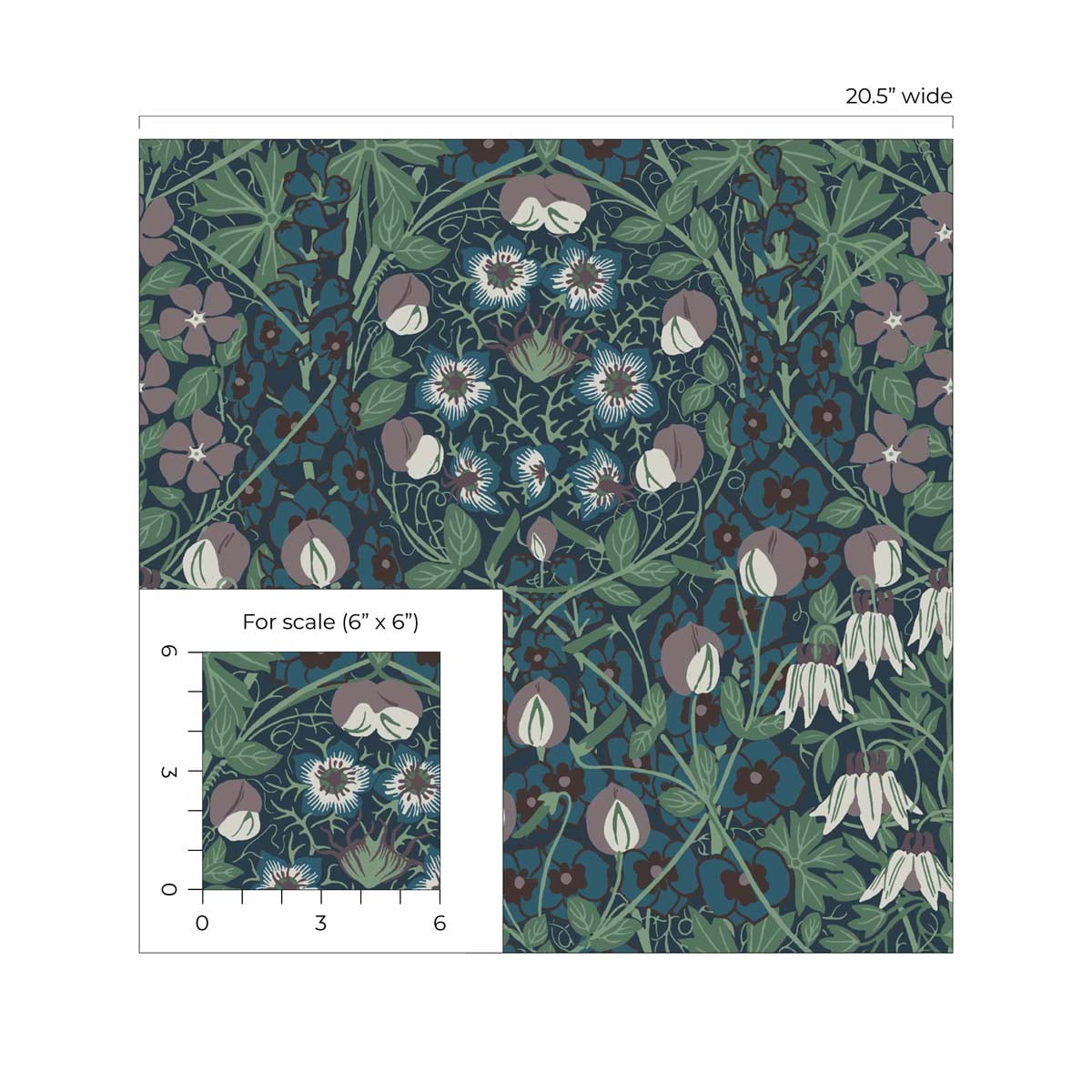NextWall Deep Ocean & Purple Haze Tulip Garden Peel and Stick Wallpaper