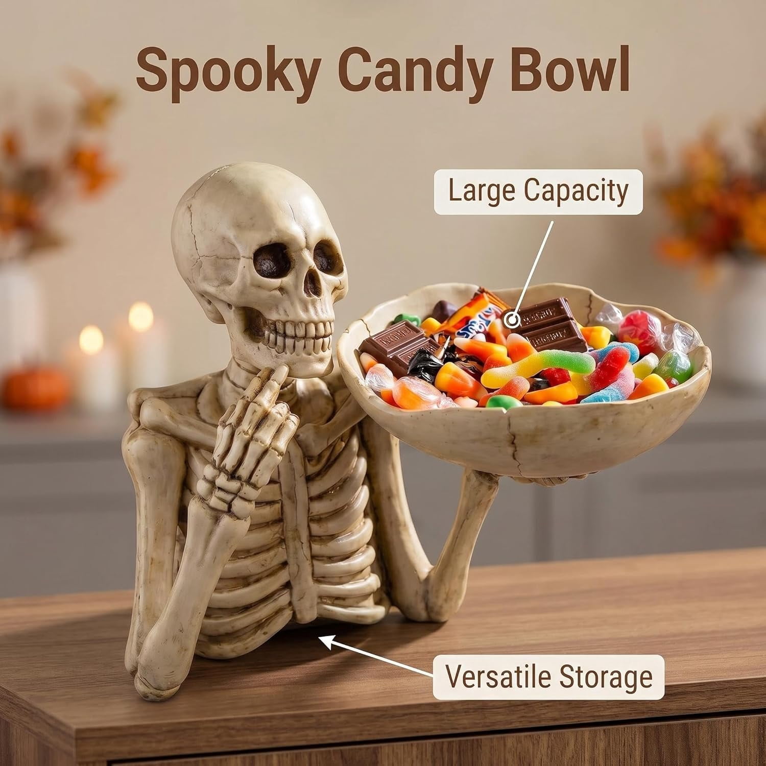 Skeleton Tray Gothic Resin Candy Dish, 13.78 x 11.81 in