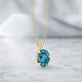 thumbnail image 4 of Gem Stone King 14K Yellow Gold London Blue Topaz Pendant Necklace for Women (4.20 Cttw, Gemstone November Birthstone, Oval 11X9MM, With 18 inch Chain), 4 of 4