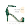 thumbnail image 4 of BLISSFUL STEP Women's Sandals Stiletto Heels Stripe Ankle Strap Polka Dots Sandals Green 9, 4 of 6
