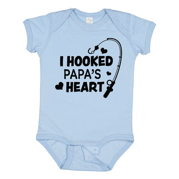 Inktastic I Hooked Papa's Heart with Fishing Rod Boys or Girls Baby Bodysuit