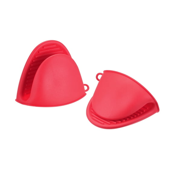 Uxcell 2Pcs Red Mini Oven Mitts Heat Resistant Pot Holder Pinch Grips