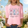 thumbnail image 2 of DHFJKG Happy Easter T Shirts For Women Bunny Print Graphic Tee 3/4 Sleeve Casual Round Neck Loose Fit Top For Holiday Celebration Versatile Tops, 2 of 4
