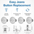 thumbnail image 2 of 12 Sets Button Pins for Loose Jeans, No Sew and No Tools Instant Replacement Snap Tack Pant Button, Reusable and Adjustable Metal Pants Tightener, 2 of 7