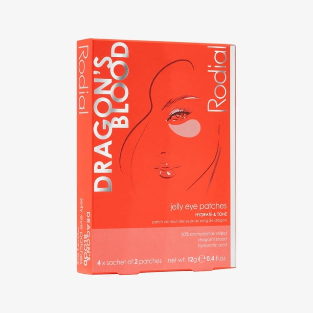Rodial Dragon's Blood Jelly Eye Patches (4 sobres) Elisticidad y firmeza Ácido hialurónico y sangre de dragón para rellenar e hidratar profundamente la preparación del maquillaje