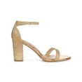 thumbnail image 3 of BLISSFUL STEP Women's Glitter Ankle Strap Block High Heels Sandals, 3 of 6