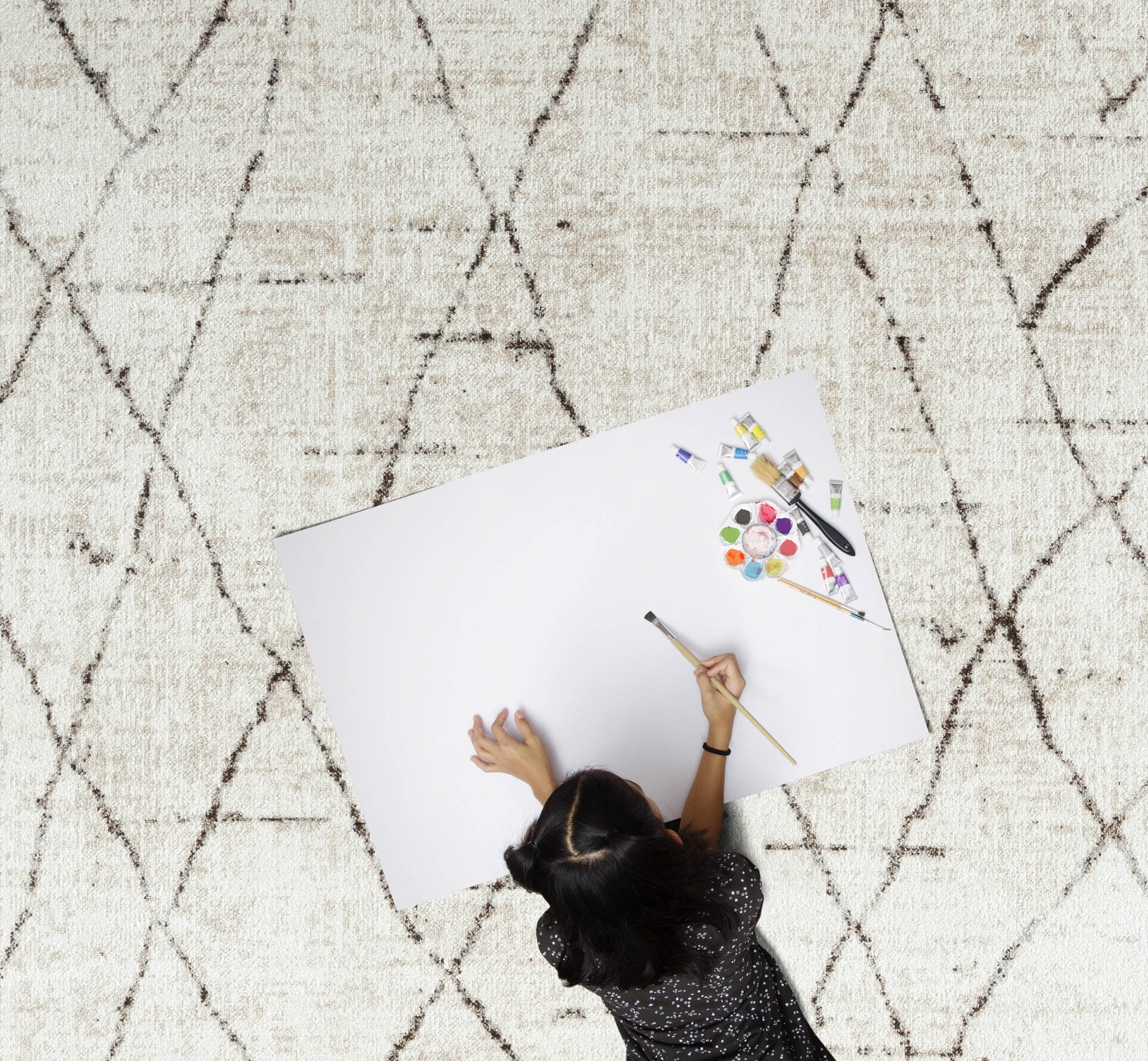 Everwash™ Treasure Alan Modern Geometric Machine Washable Area Rug, Beige/Brown, 6'6"x9'2"