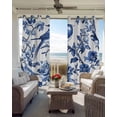 thumbnail image 6 of Blue Spring Floral Blackout Curtains for Bedroom Living Room Darkening Curtains 84 Inch Length 2 Panels Set Summer Botanical Bird Window Curtain Insulated Window Treatment Grommet Drapes 52"x84", 6 of 9