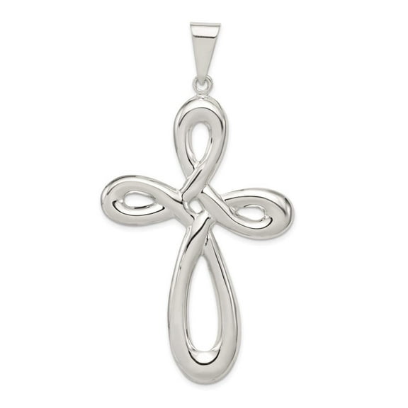 925 Sterling Silver Solid Polished Religious Faith Cross Pendant Necklace 67x39mm Wide Pendant for Women