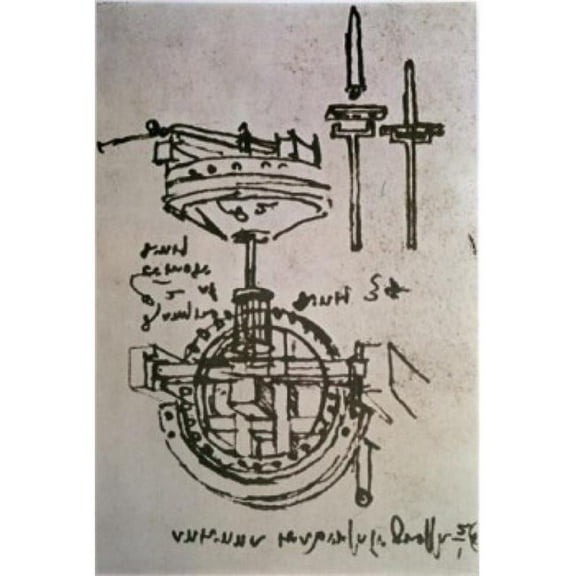 Mechanical Drawings No. 3 Leonardo Da Vinci 1452-1519 Florentine Poster Print - 18 x 24 in.
