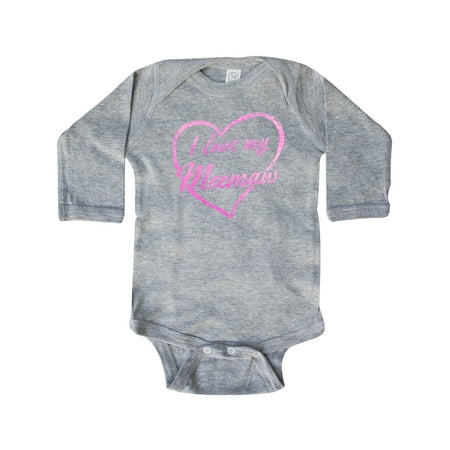 

Inktastic I Love My Meemaw in Pink Chalk Heart Gift Baby Boy or Baby Girl Long Sleeve Bodysuit