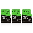 thumbnail image 1 of Tarjeta micro SD KEXIN de 64 GB, paquete de 3 con adaptador SD UHS-I C10 U1, 1 of 8