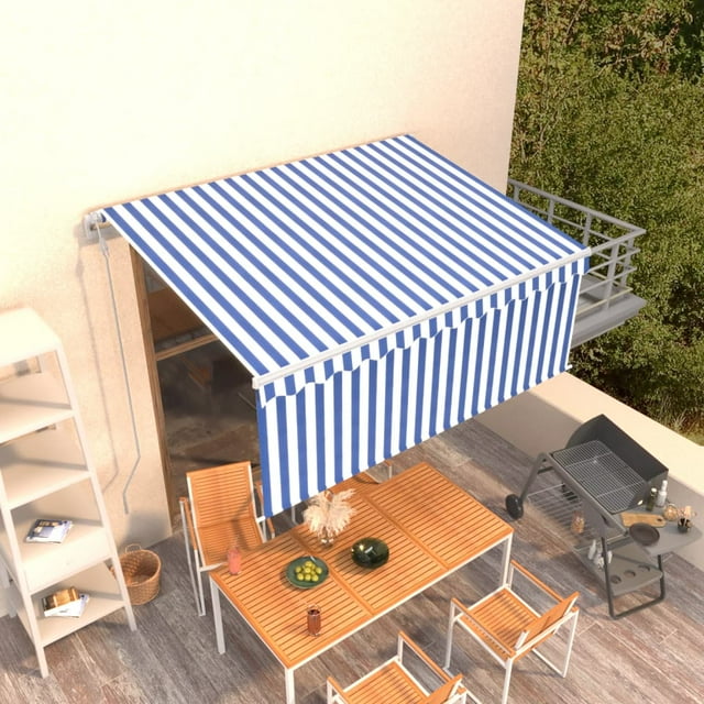 vidaXL Auvent Rétractable Automatique avec Store 3x2.5m Bleu&Blanc
