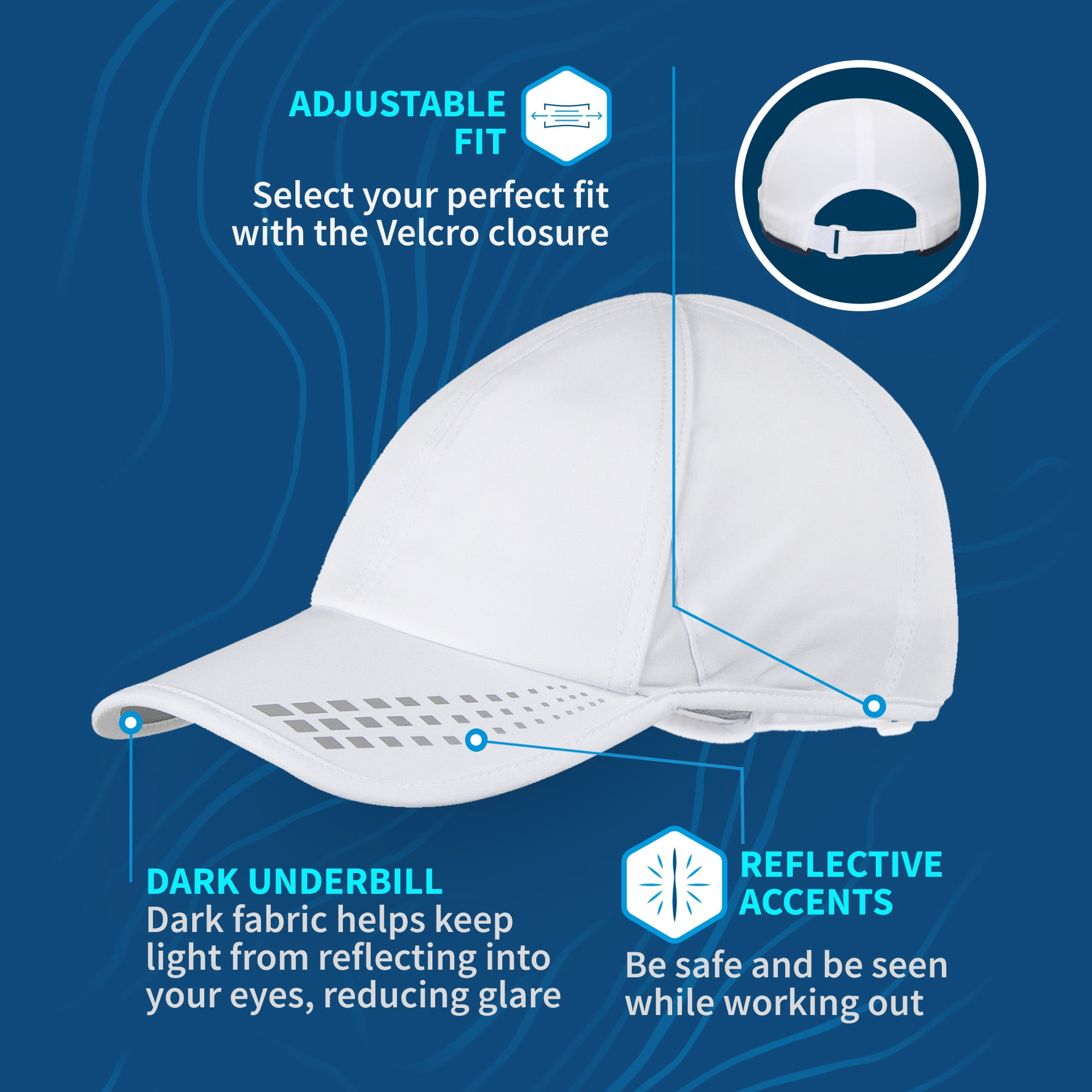 Men’s UV Protection Running Hat - white/reflective