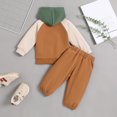 thumbnail image 4 of RMGVDSD Toddler Baby Boys Clothes Color Block Long Sleeve Hoodie Sweatshirt Tops Pants 2 Piece Set Kids Fall Winter Outfits Sweat Suit 6-12 Months, 4 of 9