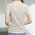 thumbnail image 4 of UJNDER Women's Floral Lace Long Sleeve T Shirt Sheer Mesh Top for Women Daily Casual Wear Comfortable Blouse Spring Summer Beige L, 4 of 4