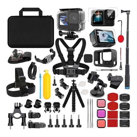 HONGDAK Set 55in1 Accessories for Gopro Hero 13/12/11/10/9 Waterproof Protective Cover Housing  Accessory Set for Gopro Hero Action Camera Accessories Kit