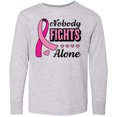thumbnail image 3 of Inktastic Breast Cancer Awareness Nobody Fights Alone Pink Ribbon Long Sleeve Youth T-Shirt, 3 of 5